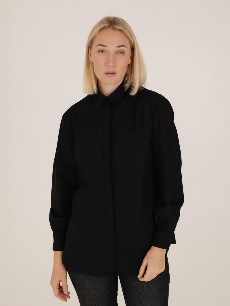 Juodi oversized tipo klasikiniai marškiniai