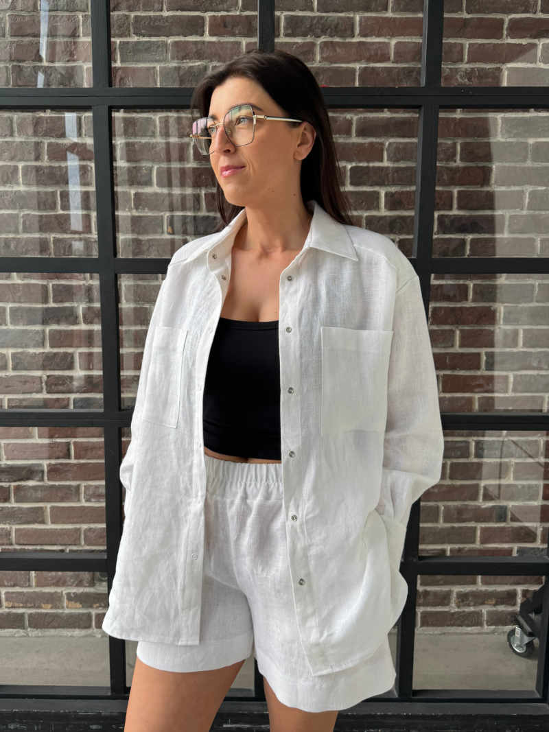 vasariniai lino marškiniai moterims